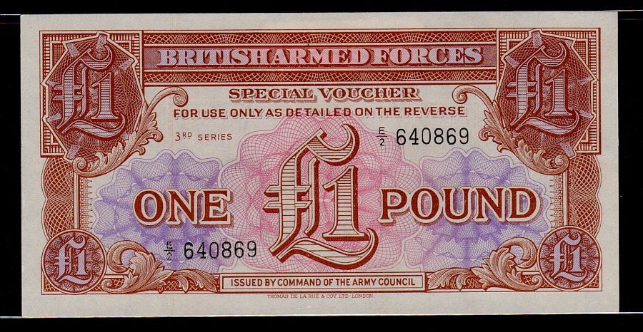 British Armed Forces Special Voucher, 3rd Series, One Pound Note, AU/CU